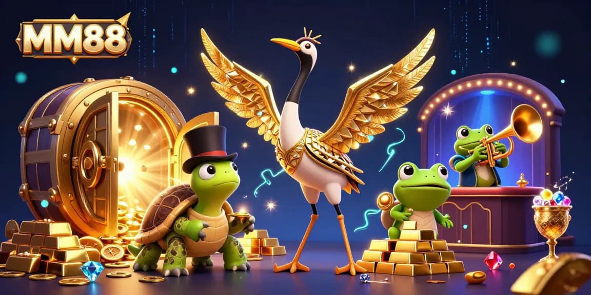 Play and win with MM88 at a vibrant casino scene filled with treasures and excitement.