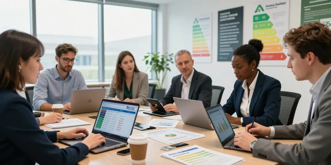 Analyzing British Gas business electricity rates in a modern office.