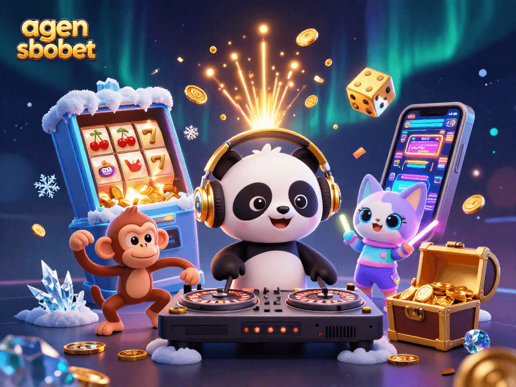 Experience the dynamic world of agen sbobet with exciting characters in an engaging casino scene.