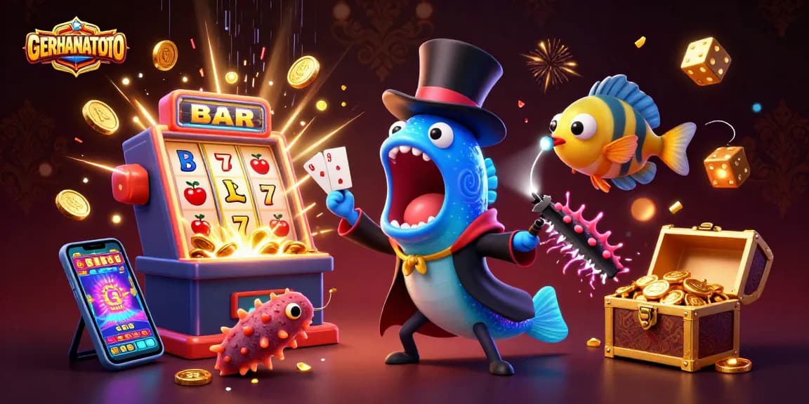 GERHANATOTO menampilkan permainan toto Macau dengan ilustrasi karakter laut kartun yang menarik.