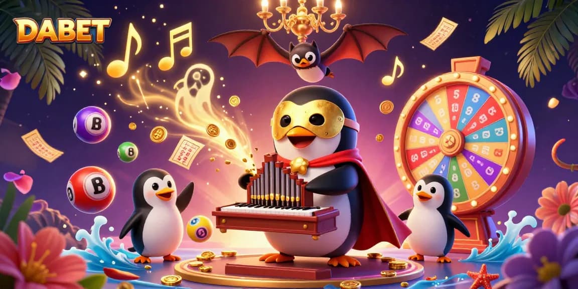 DABET brings excitement with 3D characters and dynamic lottery activities in an engaging casino scene.