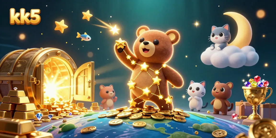 Experience thrilling jackpots and big wins at kk5 with vibrant treasure-filled casino illustration