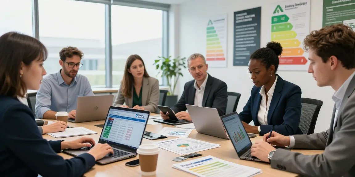 Analyzing British Gas business electricity rates in a modern office.
