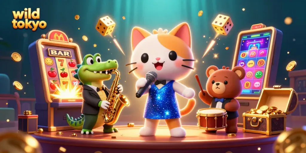 Engage with thrilling gameplay at Wild Tokyo's animated casino, featuring vibrant characters and dynamic game elements.