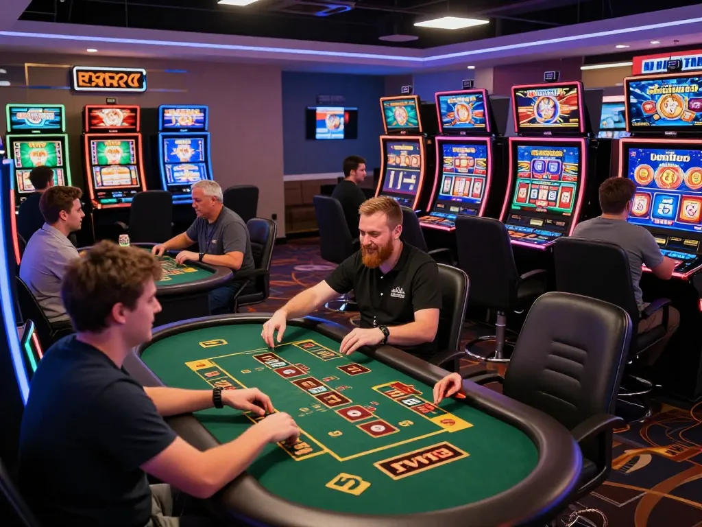 Engaging gambling experience at 99ok's online casino showcasing players enjoying various games in a lively digital environment.