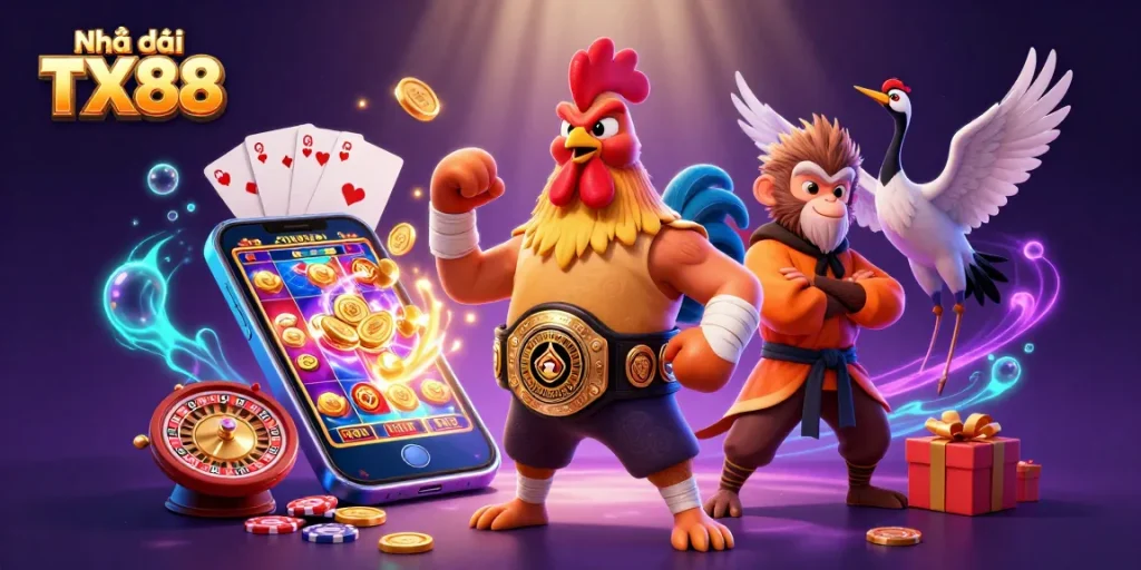 Experience the thrill of Nhà cái TX88 with dynamic characters and engaging casino elements.