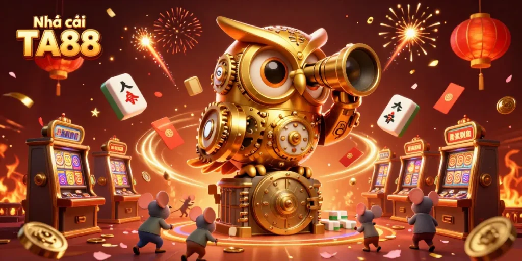 Experience the thrill of Nhà cái TA88 with a vibrant casino scene filled with excitement and unique characters.
